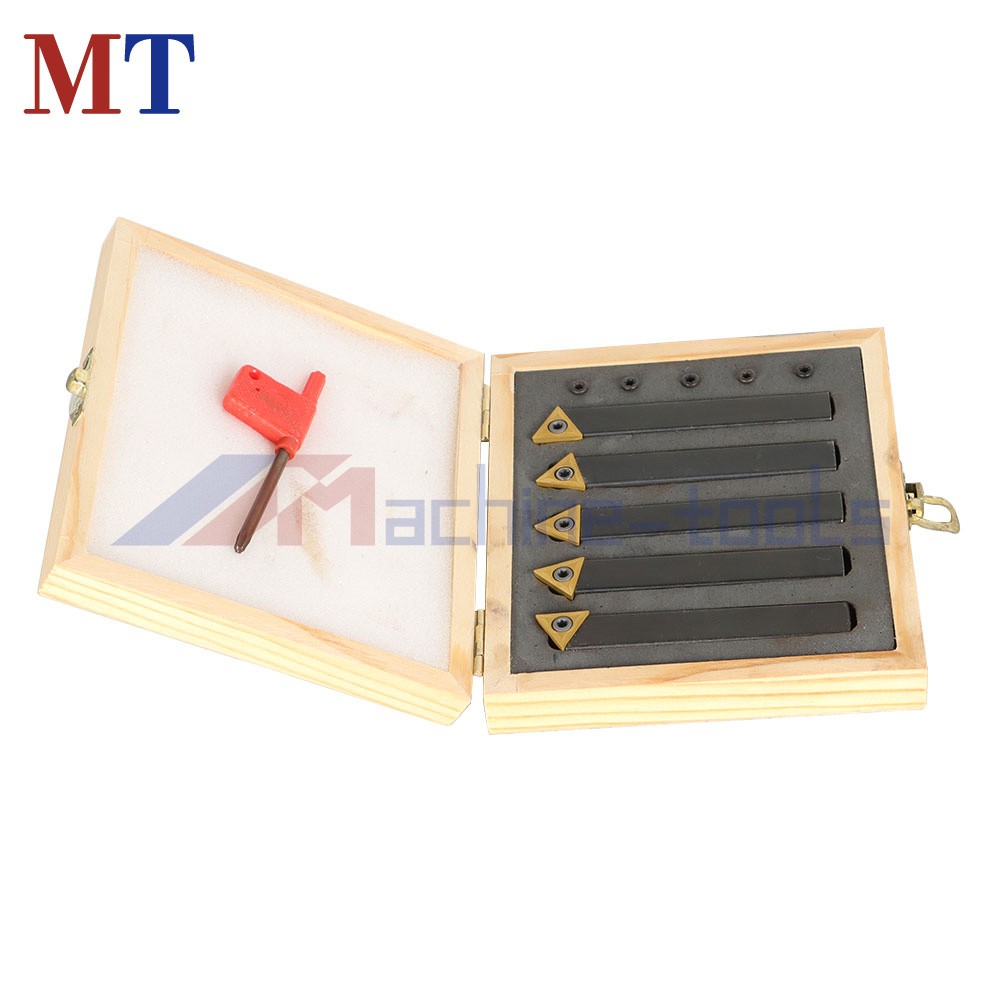 1/2" 5Pcs Carbide Indexable Turning Tool Lathe Tool Bit With Carbide Inserts