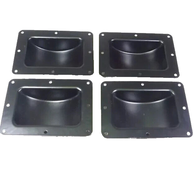 Four (4) Recessed Black Castor Dish 6" x 4" to Fit 3" or 4" Wheels For ATA Cases