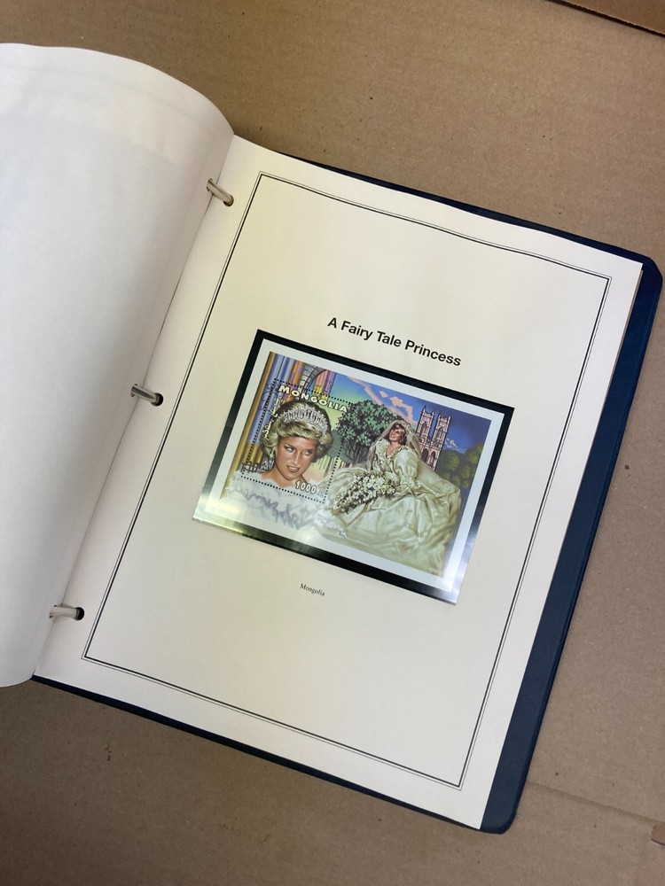 The Princess Diana Collection Stamp Album 3 Ring Binder Including 74 stamps