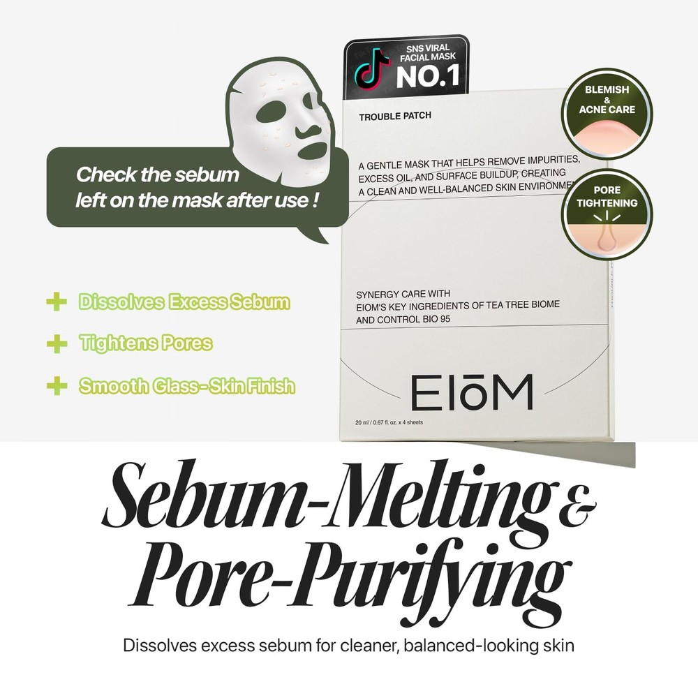 EIOM Trouble Patch Mask – Full Face Pimple Patch – Hydrocolloid Face Mask for Ac