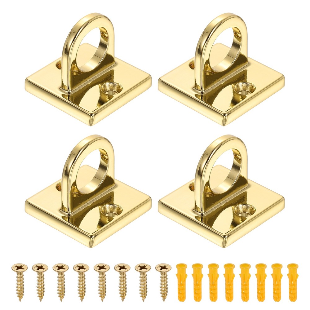 4 Pcs Eye Plate Hook, for Ropes Chains Hanging Signs, Titanium Tone