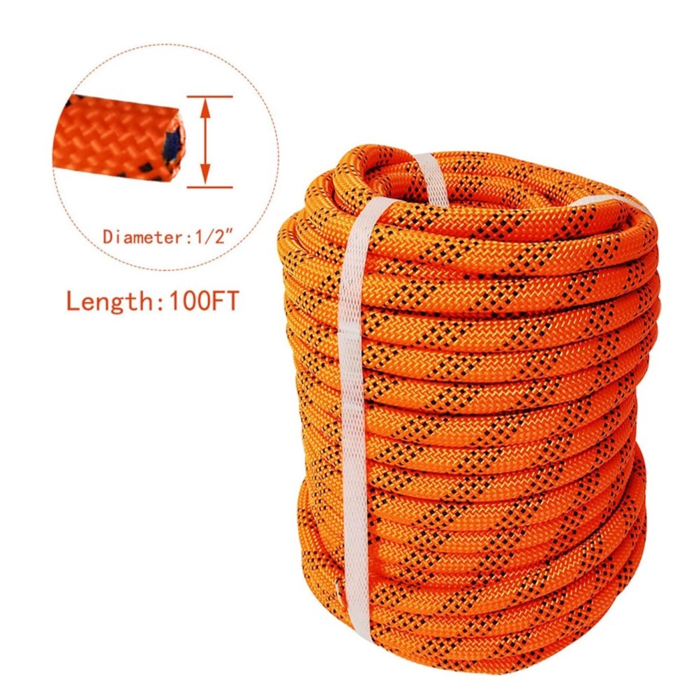 1/2" × 100' 6180Lbs Breaking Strength Bull Rope Double Braid Polyester Rope