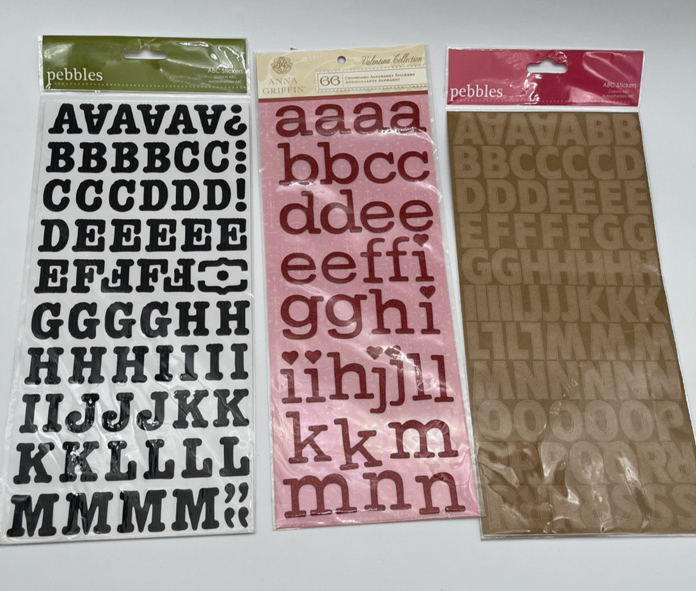 Scrapbooking Alphabet Stickers Lot Thickers Pebbles Mixed Sets