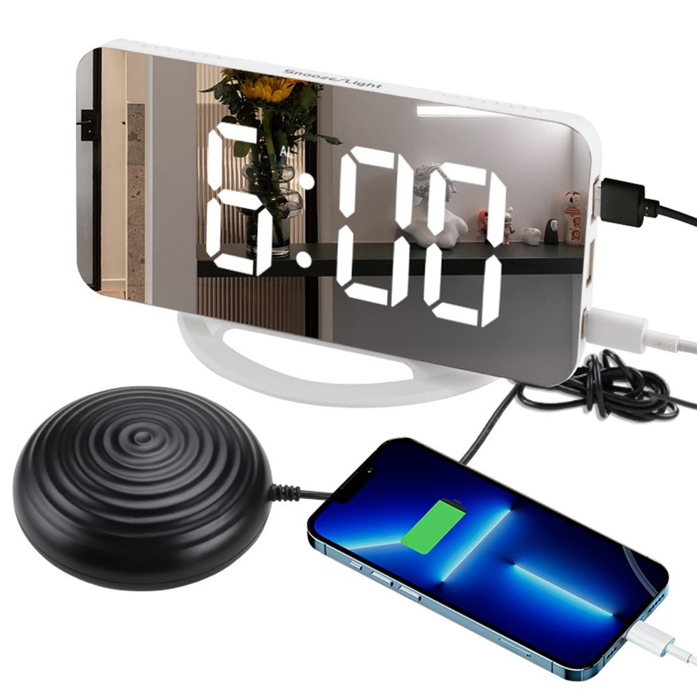 Vibrating Digital Alarm Clock with Customizable Brightness and Snooze Feature