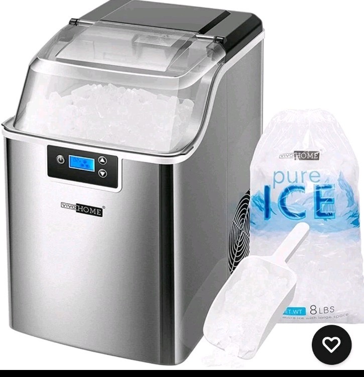 44lbs/Day Electric Chewable Nugget Ice Cube Maker Machine Self-Clean Function