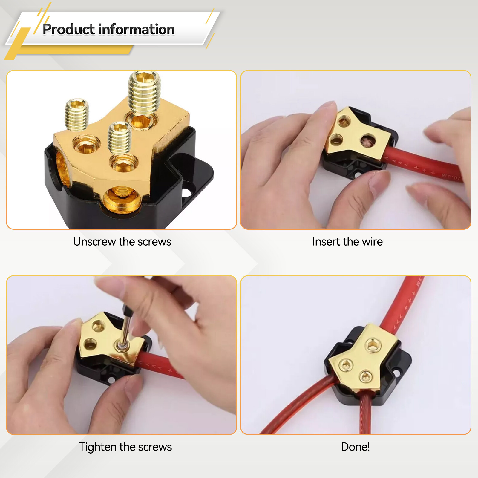 2x Car Audio Splitter Amp Distribution Power 0/2/4 Gauge In 4 / 6 / 8 Gauge Out.