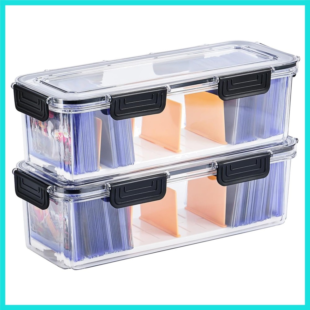 Toploader Storage Box, Trading Card Storage Box with 5 Dividers, Hard Plastic...