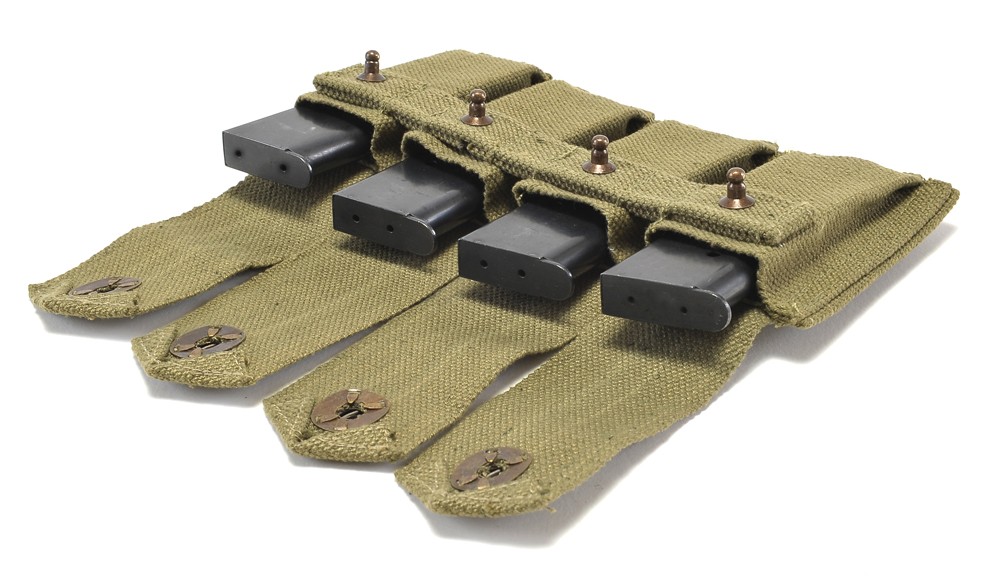 US WW2 Rigger Made M1911 .45 4 cell Magazine Pouch Marked JT&L 1944