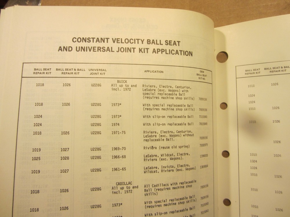 1975 Excel automotive universal joint catalog