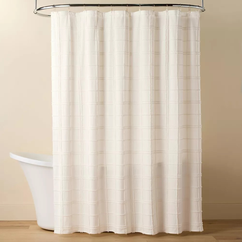 Tufted Grid Shower Curtain Cream - Hearth & Hand with Magnolia