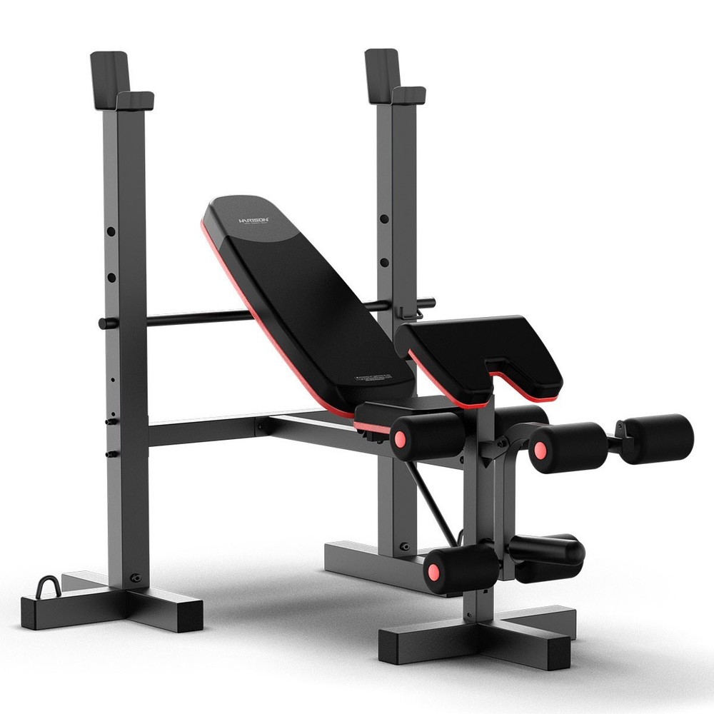 HARISON Adjustable Weight Bench with Squat Rack & Leg Developer, Home Gym System