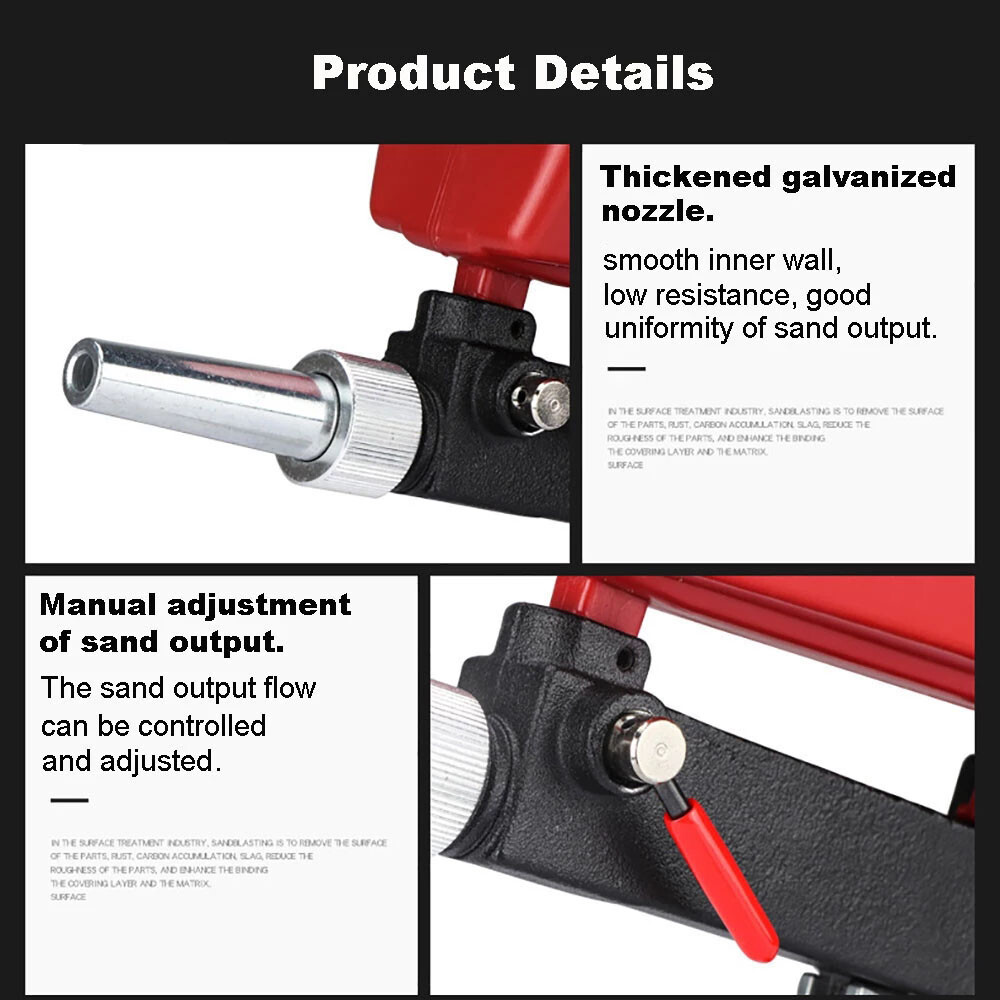 Handheld Gravity Feed Pneumatic Sandblasting Gun Sand Blaster Spray Remove Tools
