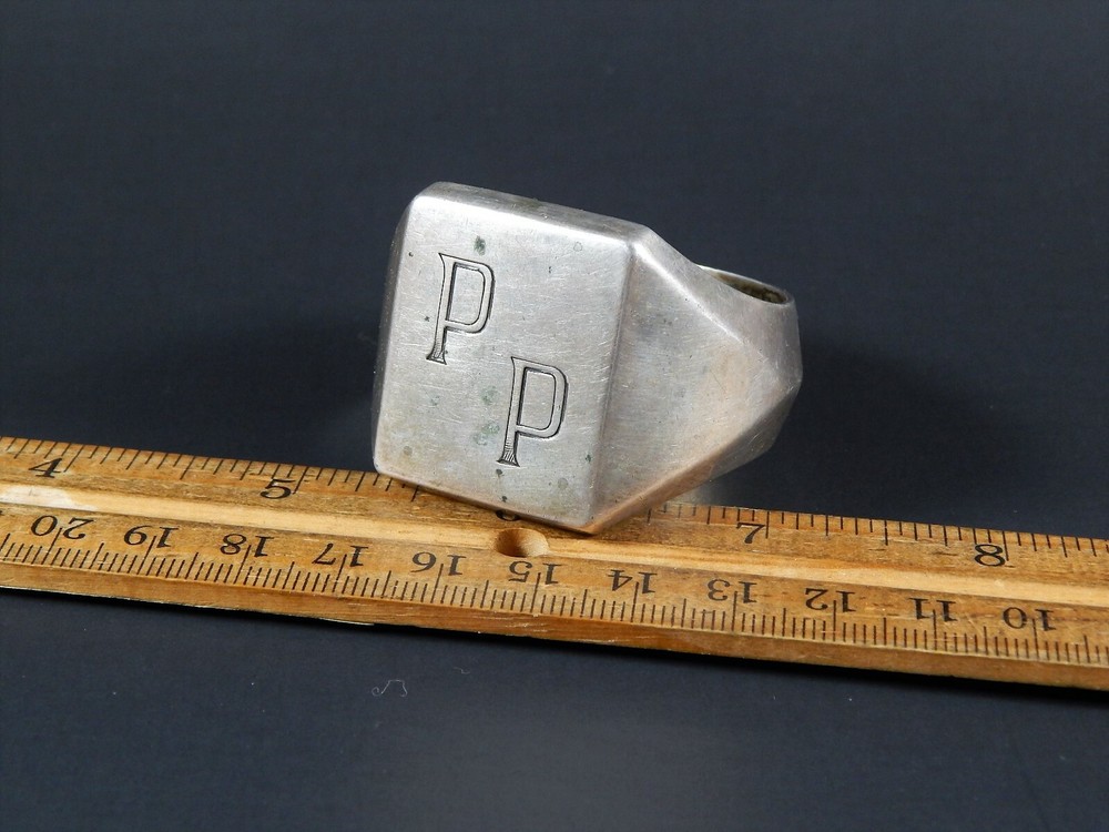 Antique German 835 Silver HUGE Ring Possibly A Napkin Ring Monogram PP