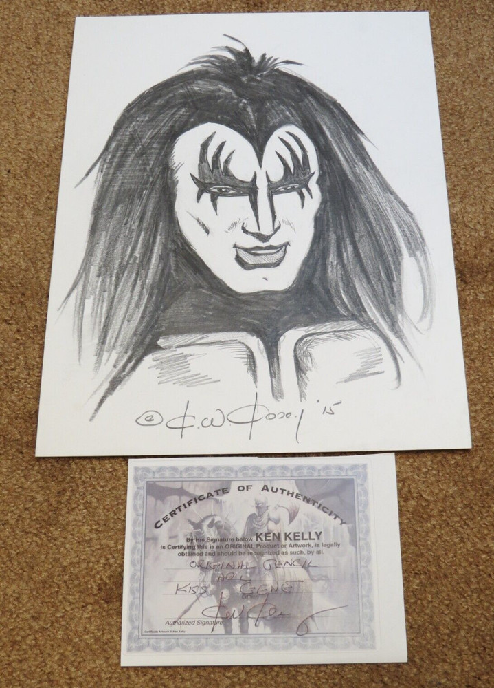 KISS KEN KELLY GENE SIMMONS DESTROYER ORIGINAL PENCIL ART 2015 WITH PAPERWORK