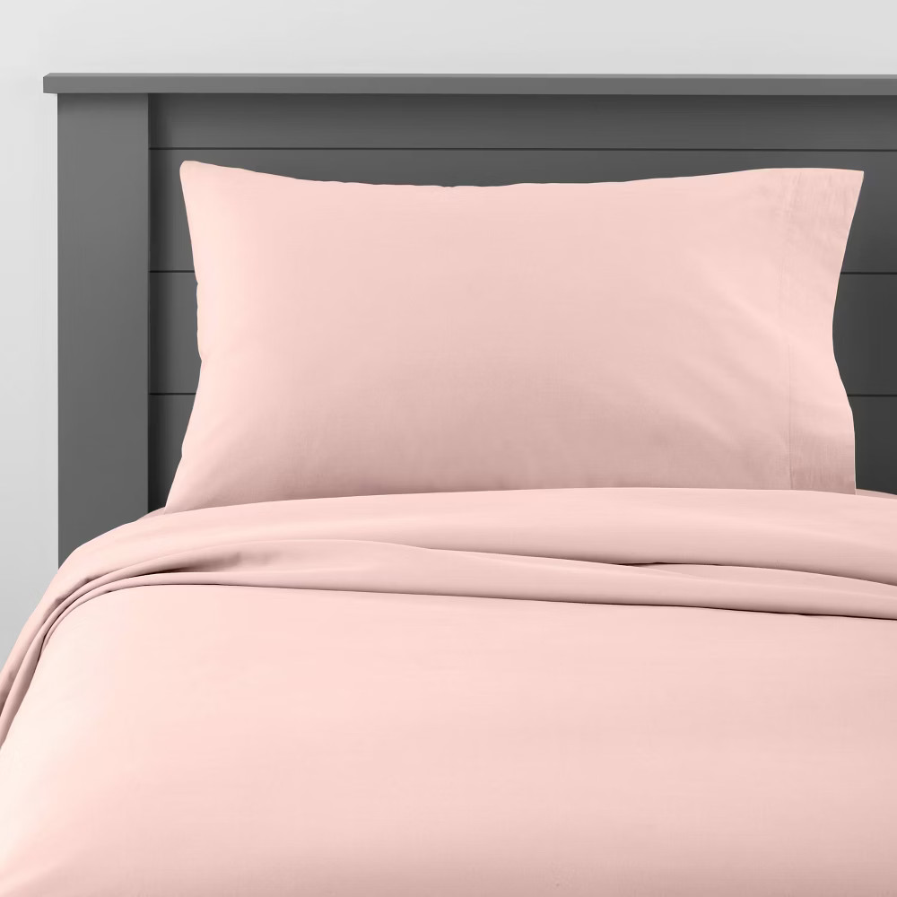 Full Solid Cotton Kids' Sheet Set Pink - Pillowfort