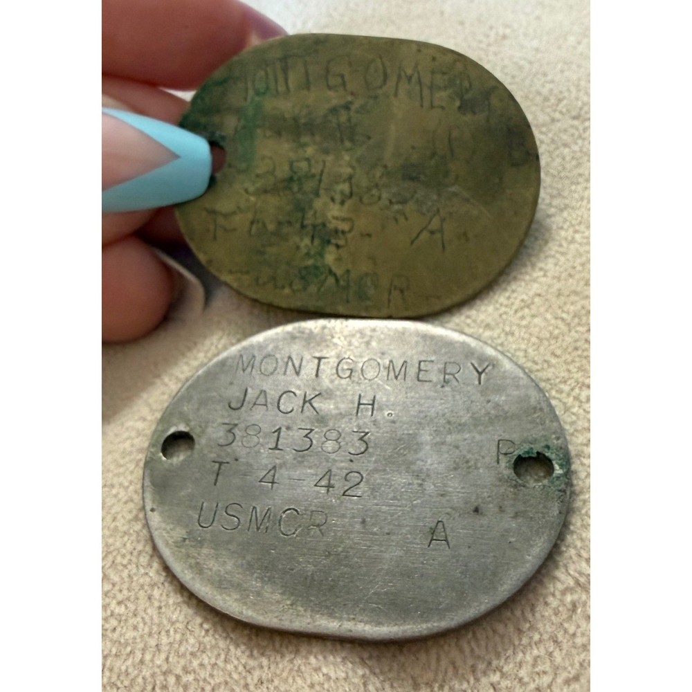 WWII USMC Dog Tag Set Jack H Montgomery Solomon Islands Campaign Marine Corps