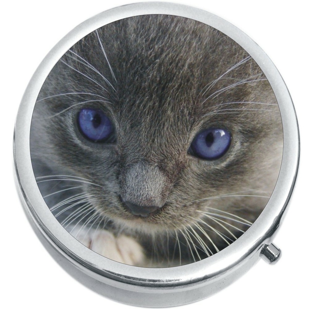 Kitten Cat  Medicine Vitamin Compact Pill Box