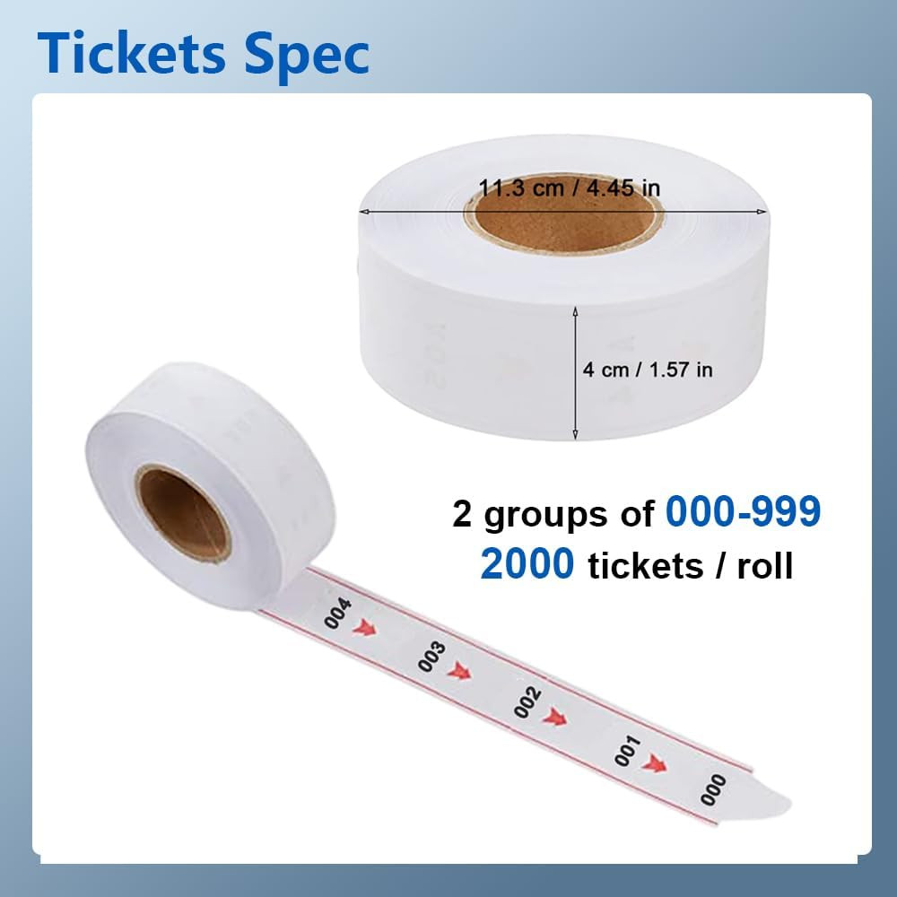 Number Ticket Dispenser with Stand & 2000 Tickets for Queue Management System