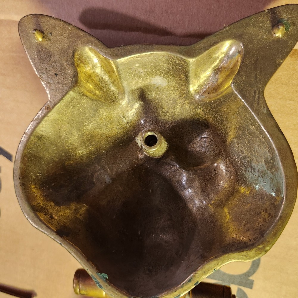 VINTAGE WOLF HEAD BRASS DOOR KNOCKER With Hardware
