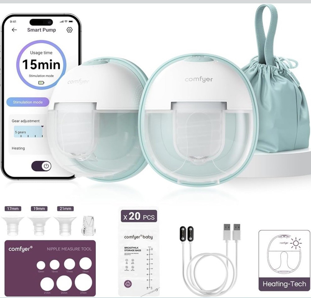 Comfyer Hands-Free Heated Breast Pump 2 Pack App Control *read description*