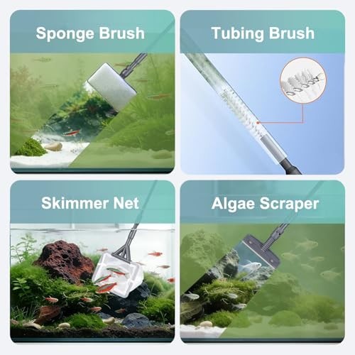 Carefree Fish 7IN1 Aquarium Cleaning Tools Long Handle Adjustable Length