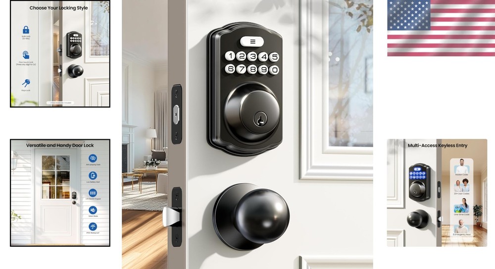 Keyless Entry Door Lock with Backlit Keypad - Matte Black