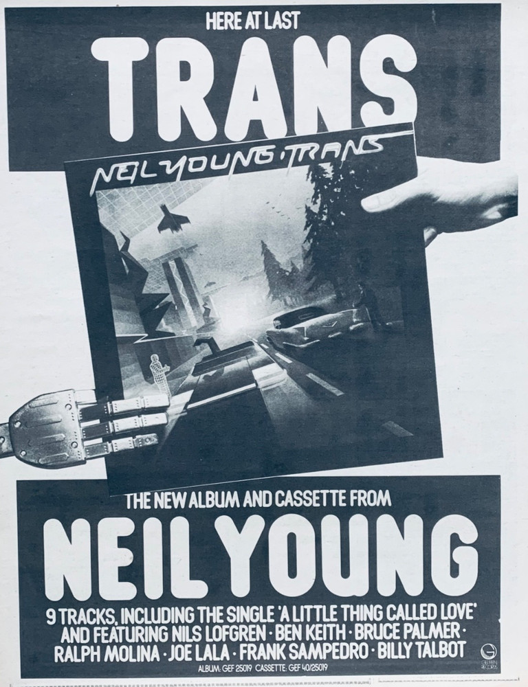 NEIL YOUNG 1983 original POSTER ADVERT TRANS Geffen Records vintage