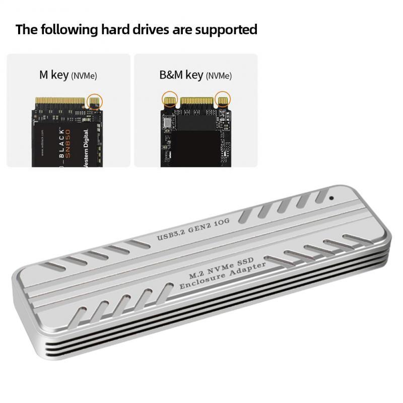 Type-C USB3.2 Gen2Aluminum M.2 NVMe Solid State Drive External Enclosure 10Gbps