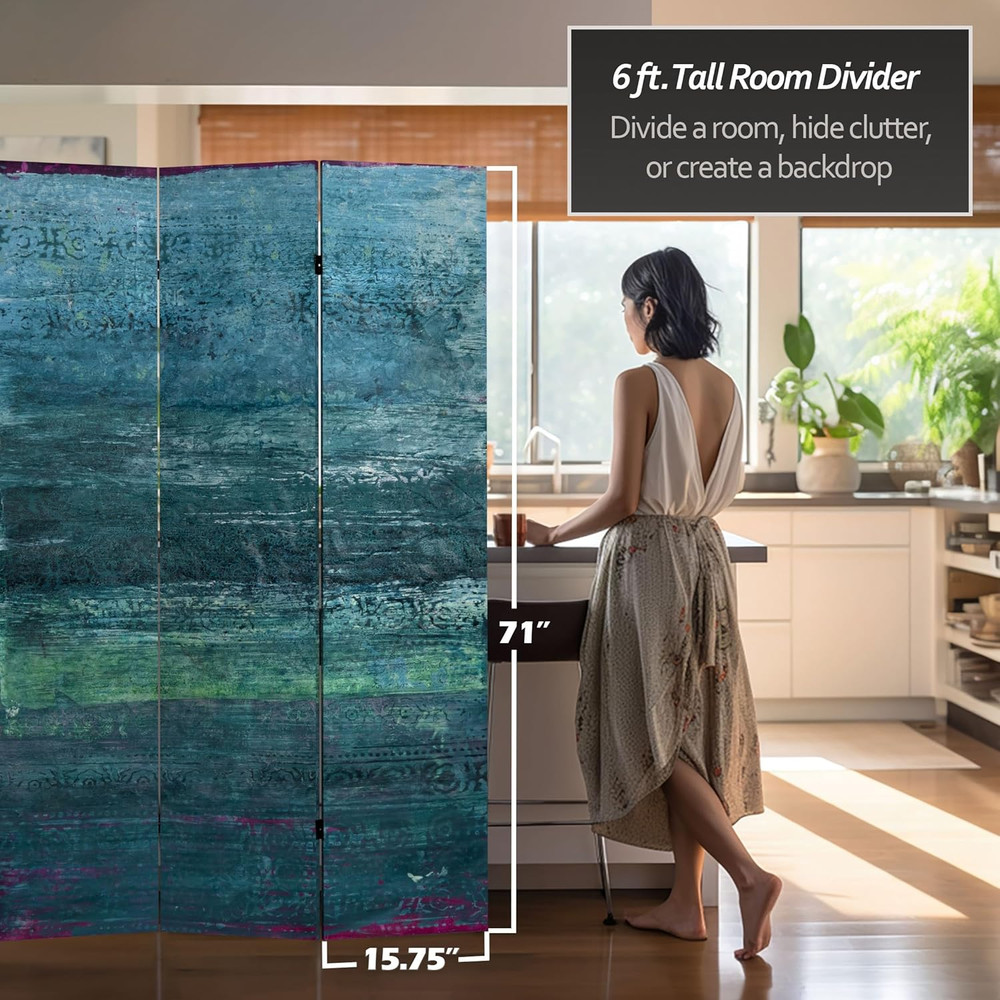 6 Ft Double-Sided Nature's Symphony Canvas Room Divider - Horizon Design