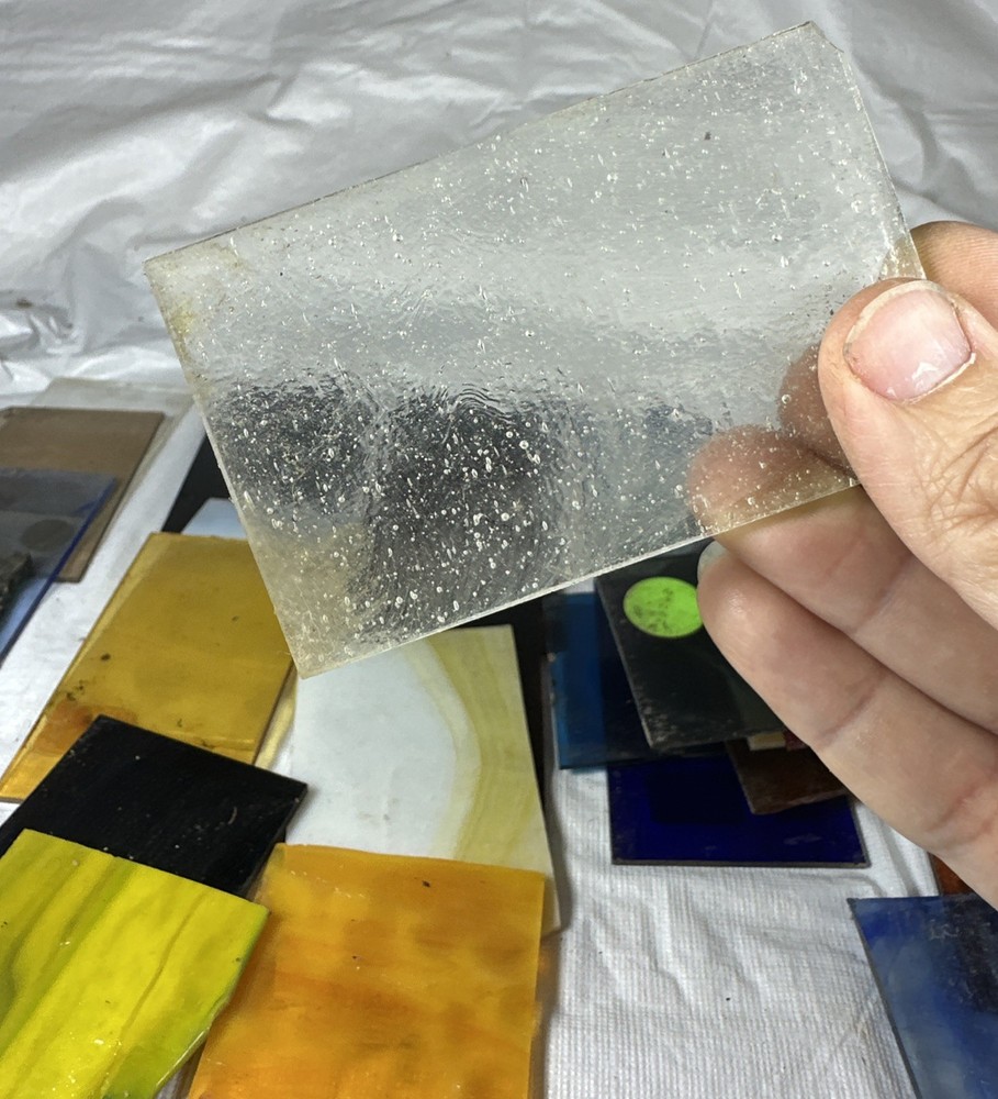 39 PC STAINED GLASS 2 X 3 MIXED Mosaic SAMPLE Rectangle Texture Mottle Slag