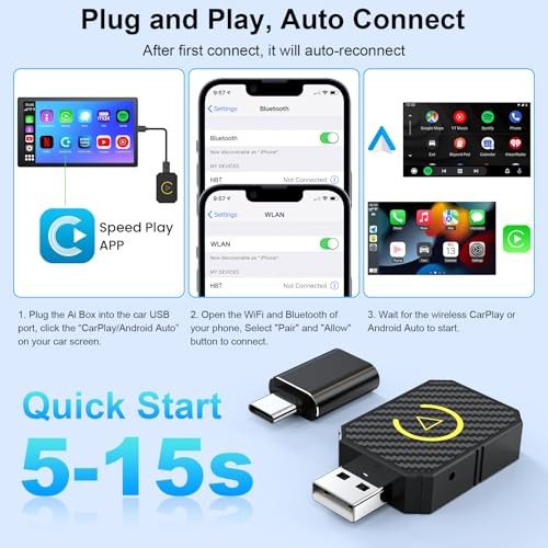 Mini Android Auto Wireless Adapter and Wireless CarPlay Adapter-USB CarPlay