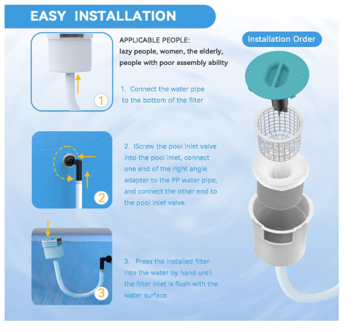 Surface Float Skimmer,2025 Upgrade,No Installation Required, no Adjustable Br...