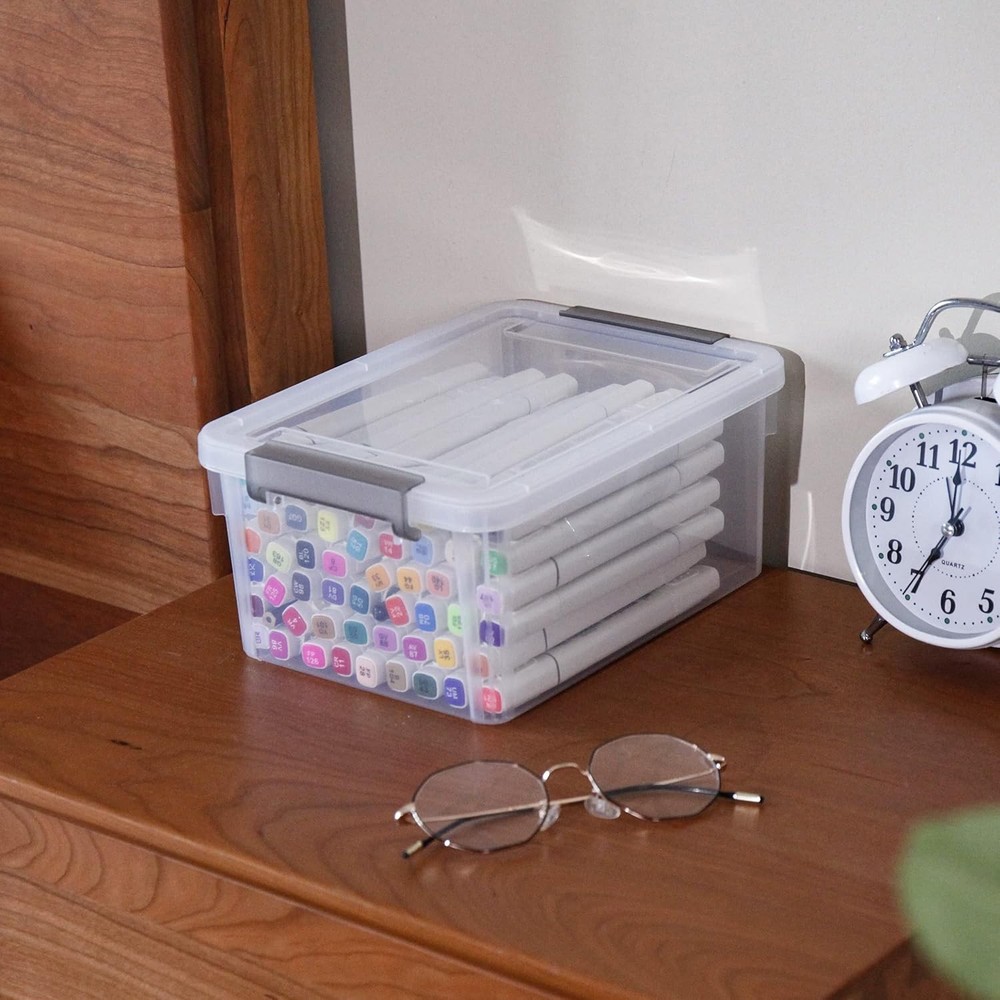 3.2 Qt Clear Storage Bins with/ Lids Stackable Organizer 6 Pack