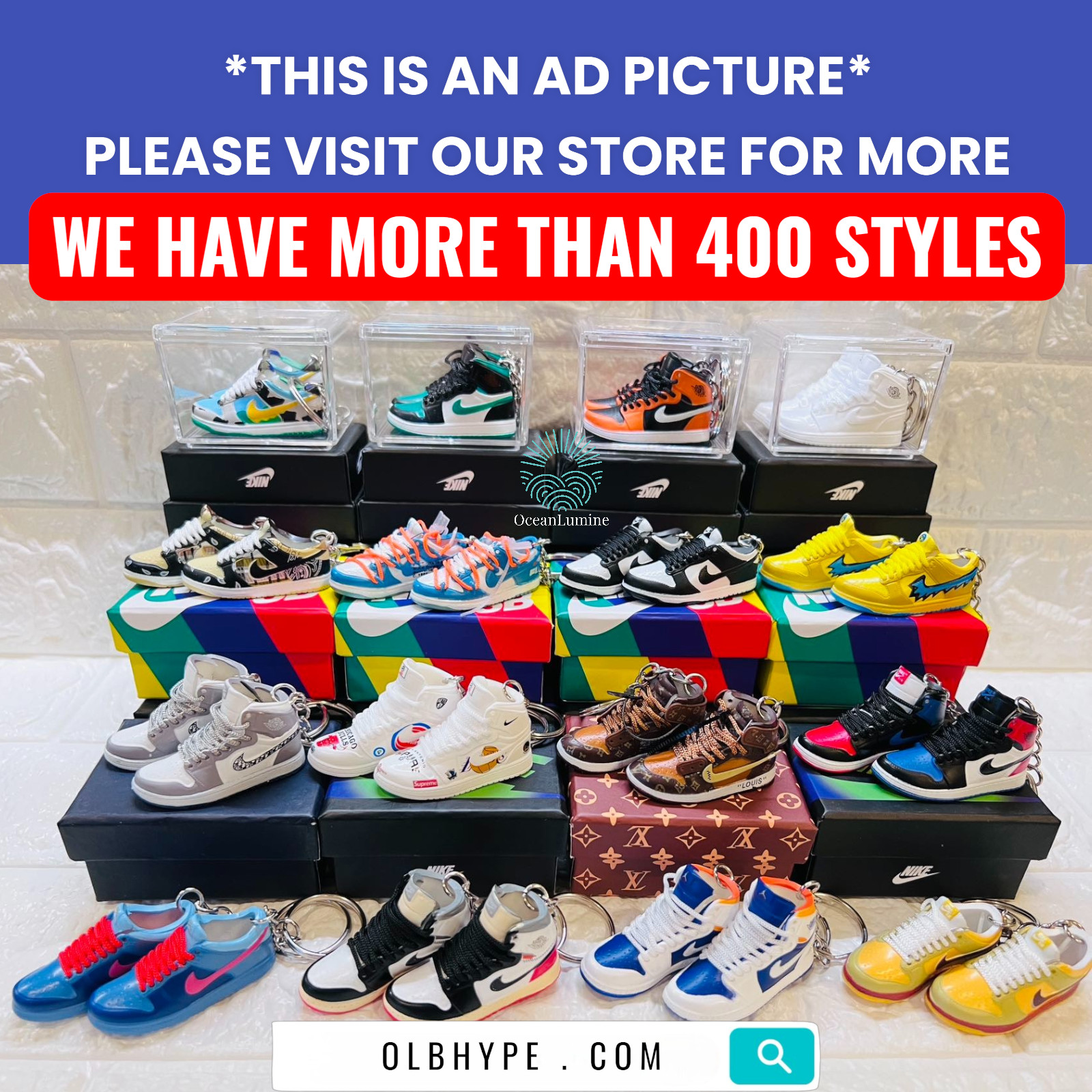 45 Mix Variety Styles Sneaker Keychain Mini Shoe Keychain With Box