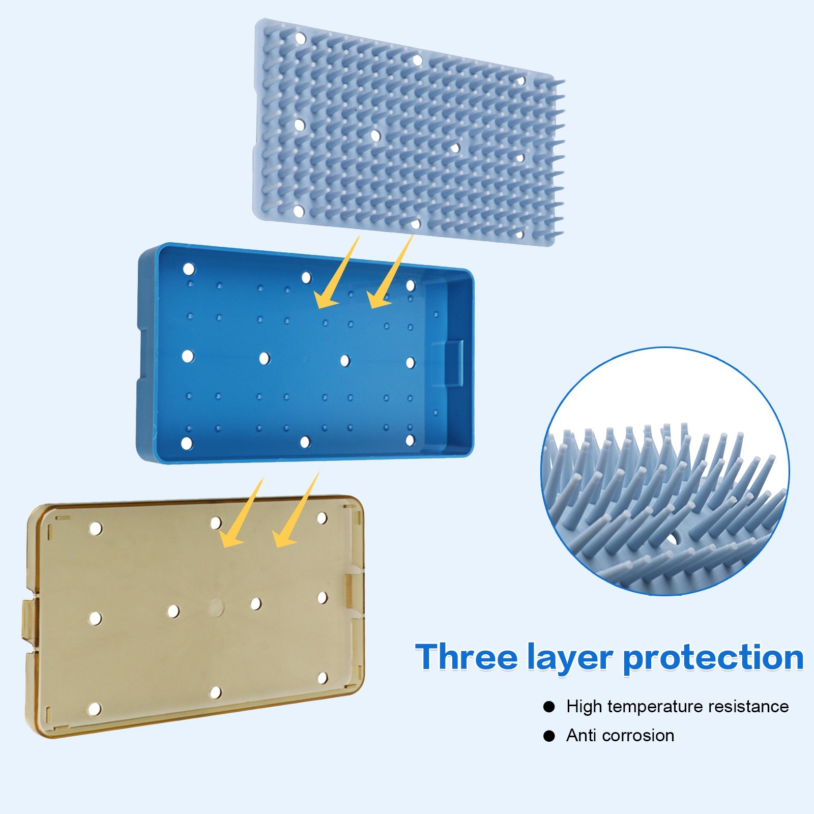 Silicone Sterilization Tray Case Disinfection Box Large Size for Instruments USA