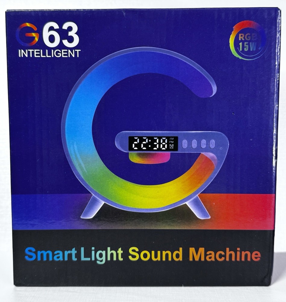 NEW WHITE RGB Sound Machine Bluetooth Speaker Wireless Charging Clock