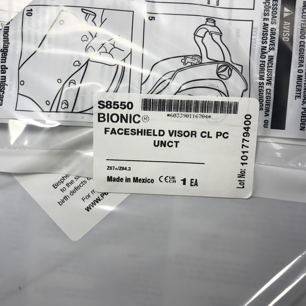 UVEX ANTI-FOG BIONIC FACE SHIELD REPLACEMENT- CLEAR - S8550 - SINGLE SHIELD