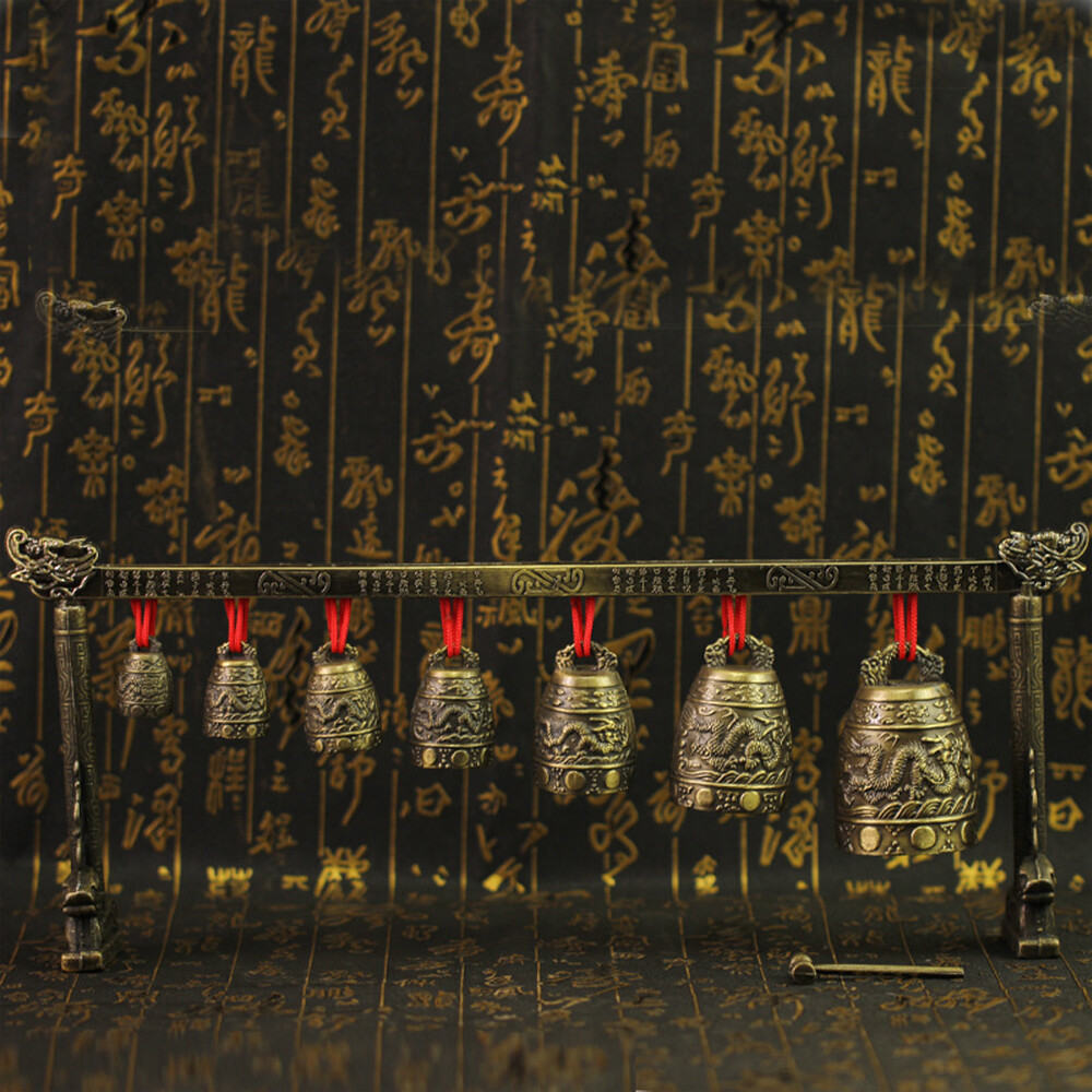 Rare Collectable Musical Meditation Gong with 7 Ornate Bells Dragon Design New