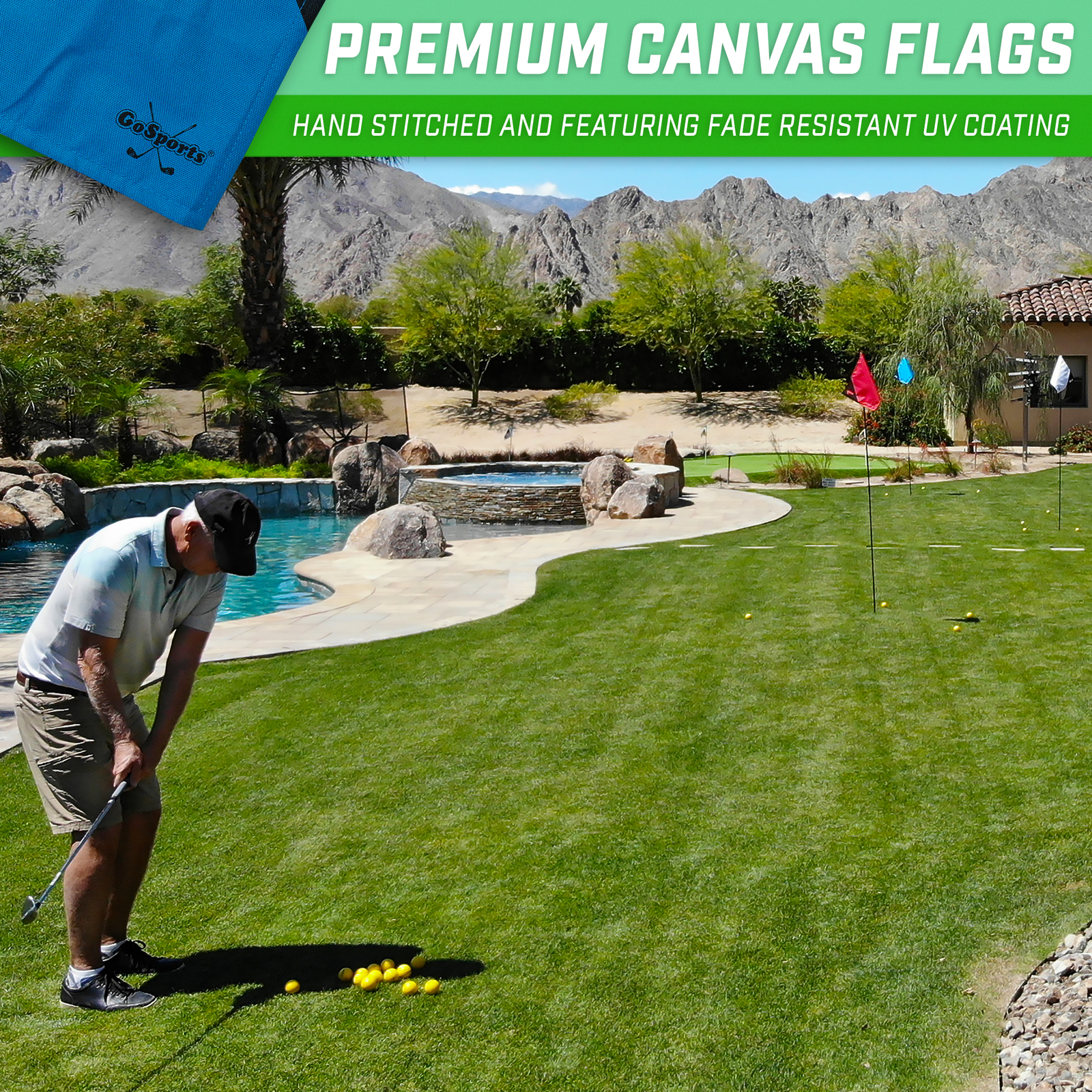 GoSports Golf Flags 3 Pack | Great for Practice and Backyard Family Golf Games