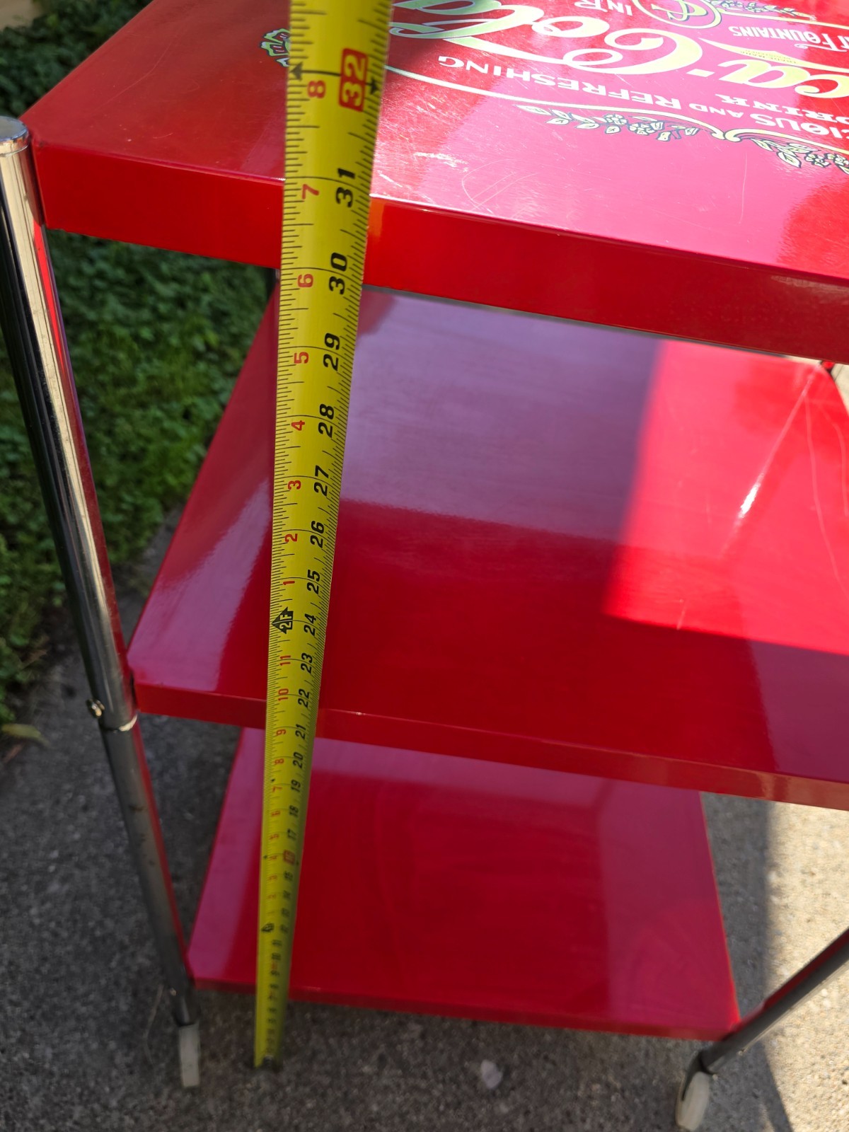 Vintage Metal Display Coca Cola Retro Kitchen Rolling Cart Collectible