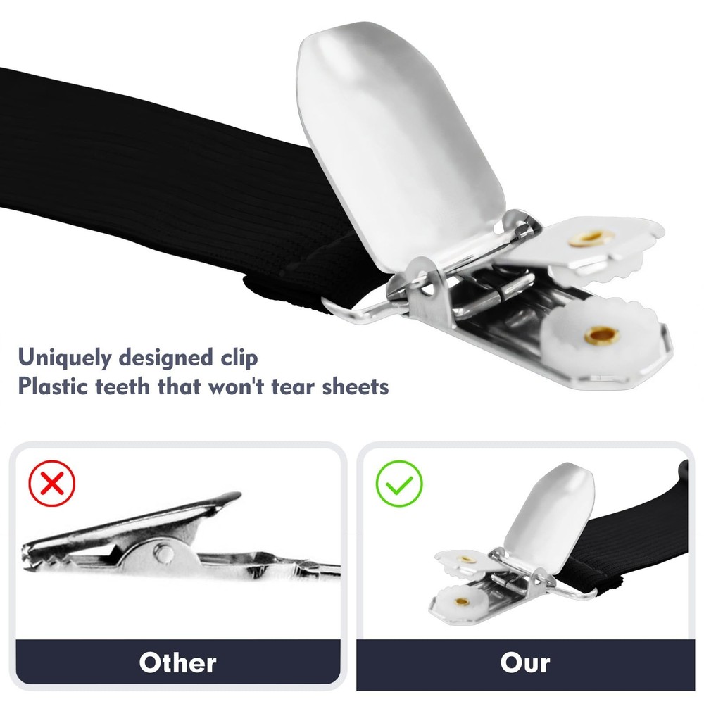 4 Pcs Sheet Straps, Adjustable Mattress Sheet Clips,Fitted Sheet Straps Keepi...