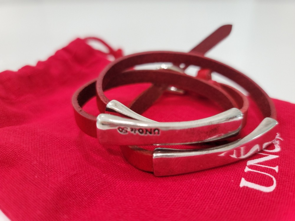 Unode50 Wraparound Red Leather Bracelet 100%Spain