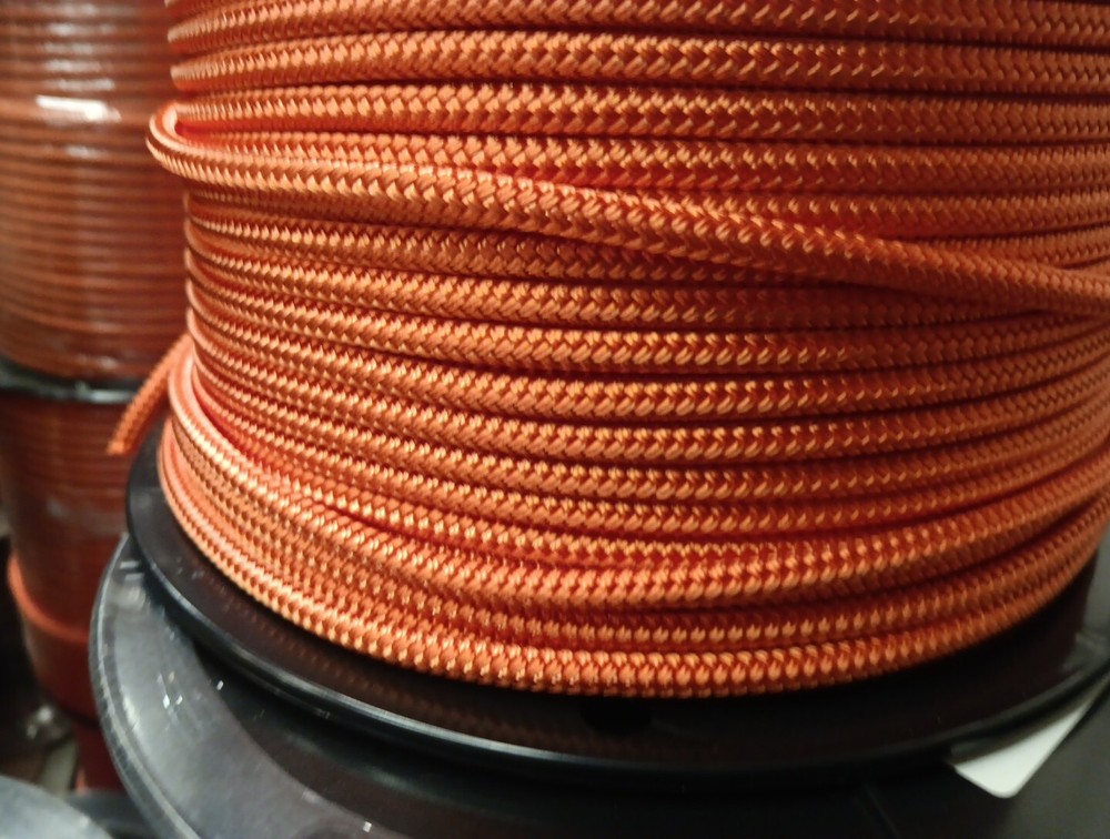 1/4 x 100 ft. Double Braid-Yacht Braid polyester rope. Burnt Orange