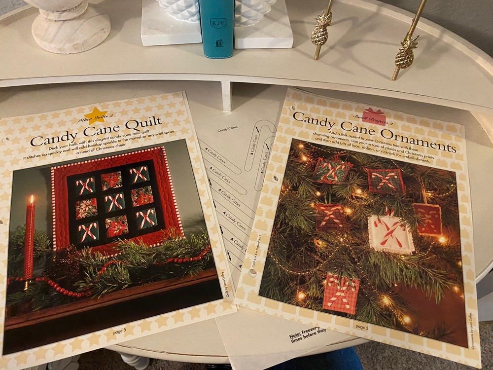 Candy Cane Wall Quilt Pattern & Candy Cane Quilted Holiday Ornaments Pattern