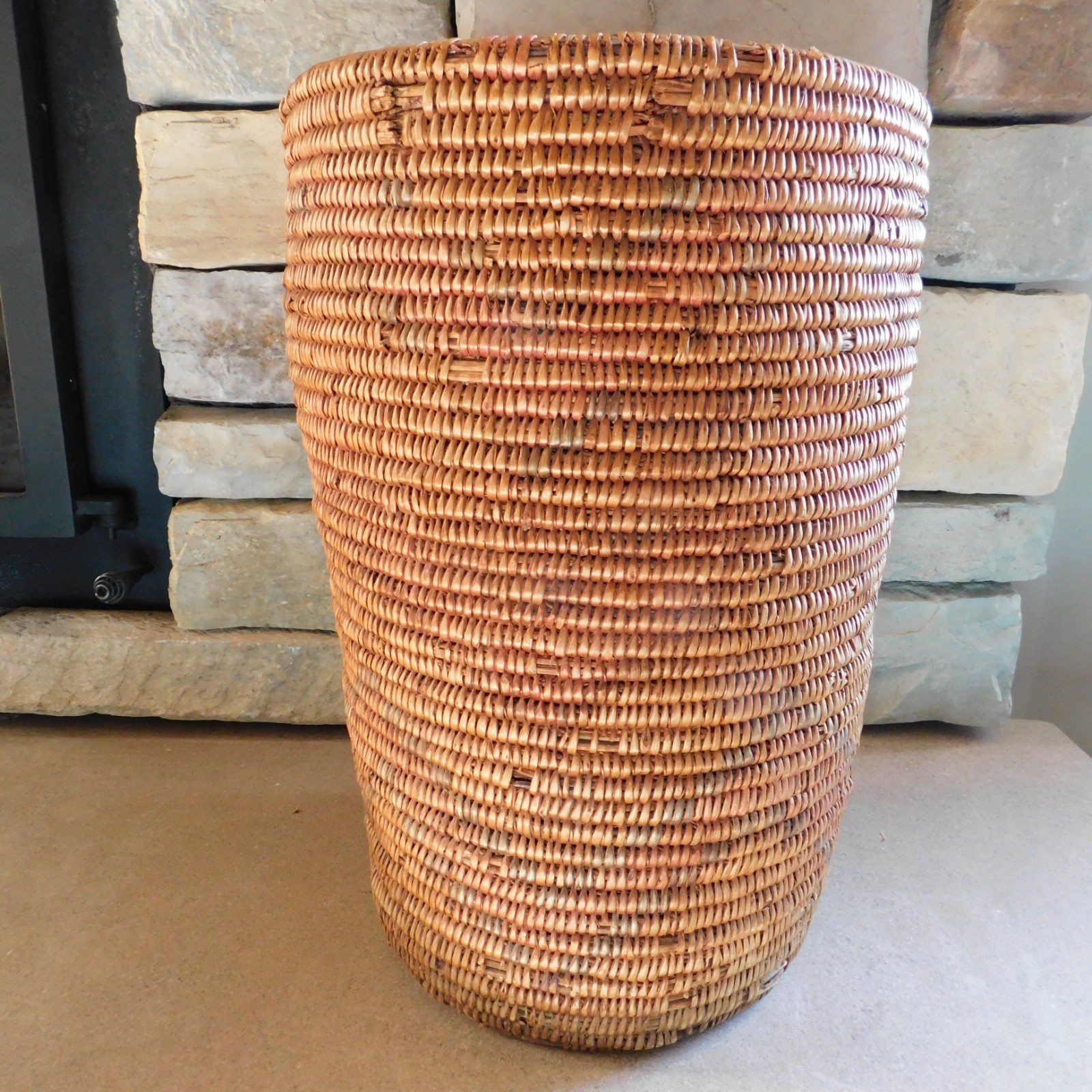 VINTAGE SOUTHWEST INDIAN JICARILLA APACHE POLYCHROME CYLINDRICAL BASKET