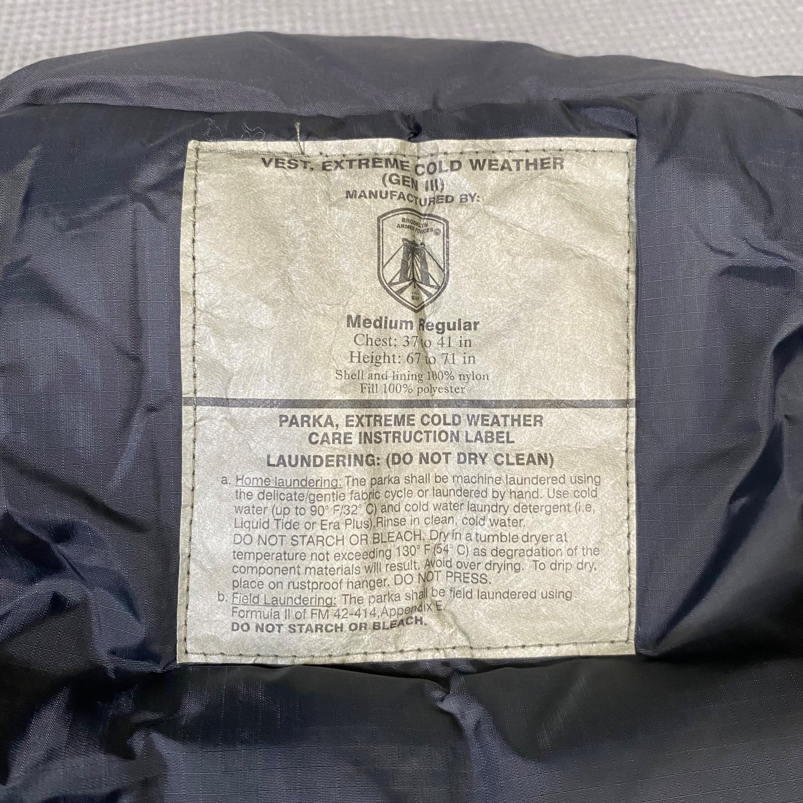 Primaloft Vest Level 7 Gen III PCU ECWCS L7 USGI Materials BAF GRAY MEDIUM