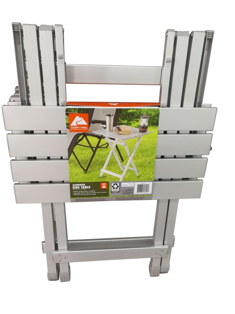 Portable Aluminum Camping Side Table Folding Lightweight Table Silver