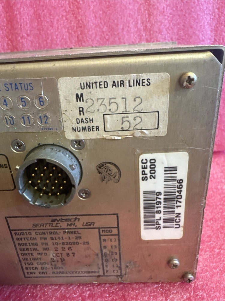 Avtech Audio Control Panel 5141-1-25 *UNTESTED* bin31