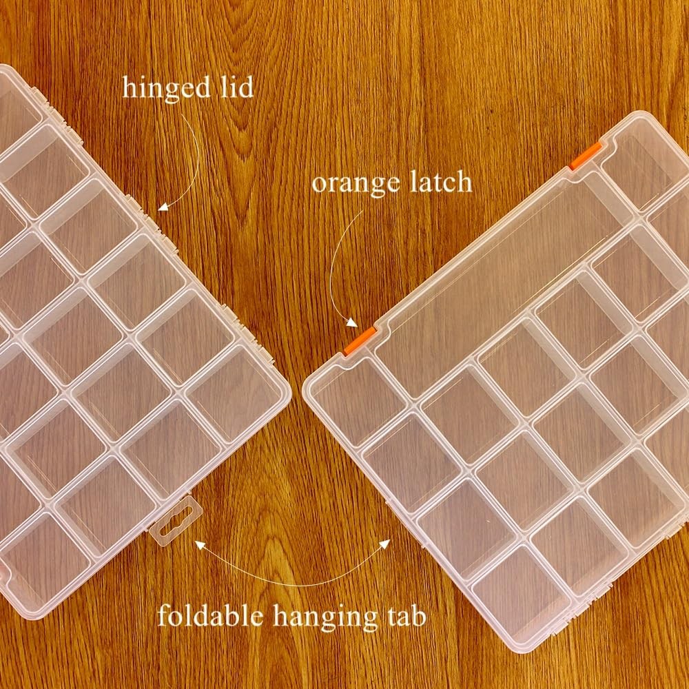 3 Pack Mixed Size Clear Plastic Storage Box Organizer Case with Fixed Compart...