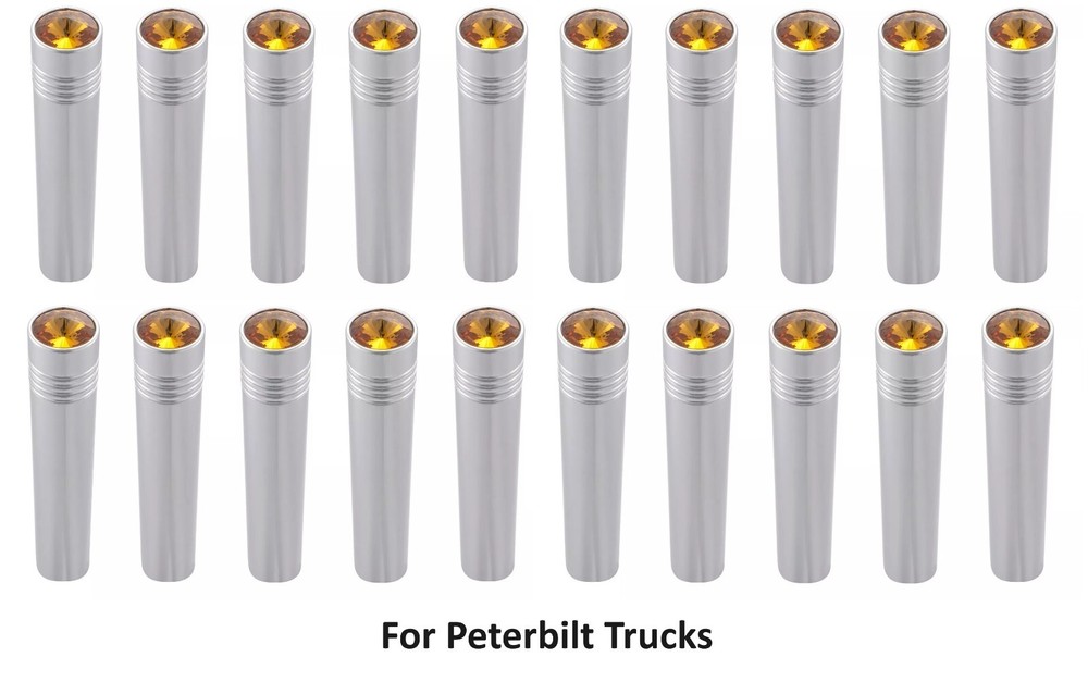 (Set/20) Amber Toggle Switch Extension 2-1/4" Long Chrome Metal For Peterbilt